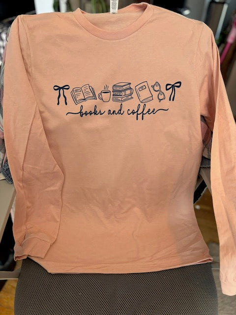 Long Sleeve. Books. Light Pink. Medium