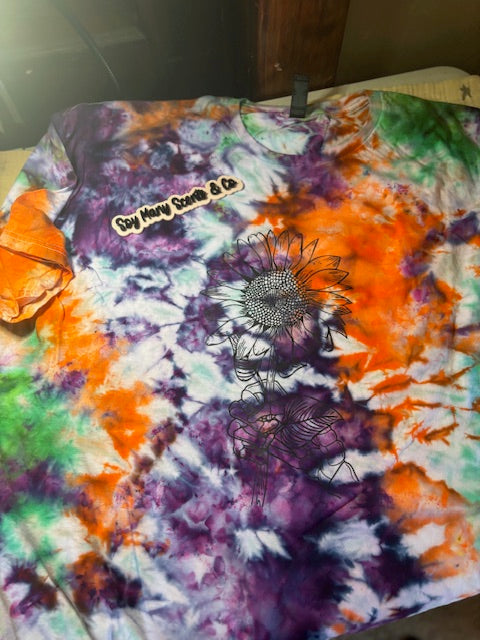 Skelly Sunflower. Tie Dye. 3X